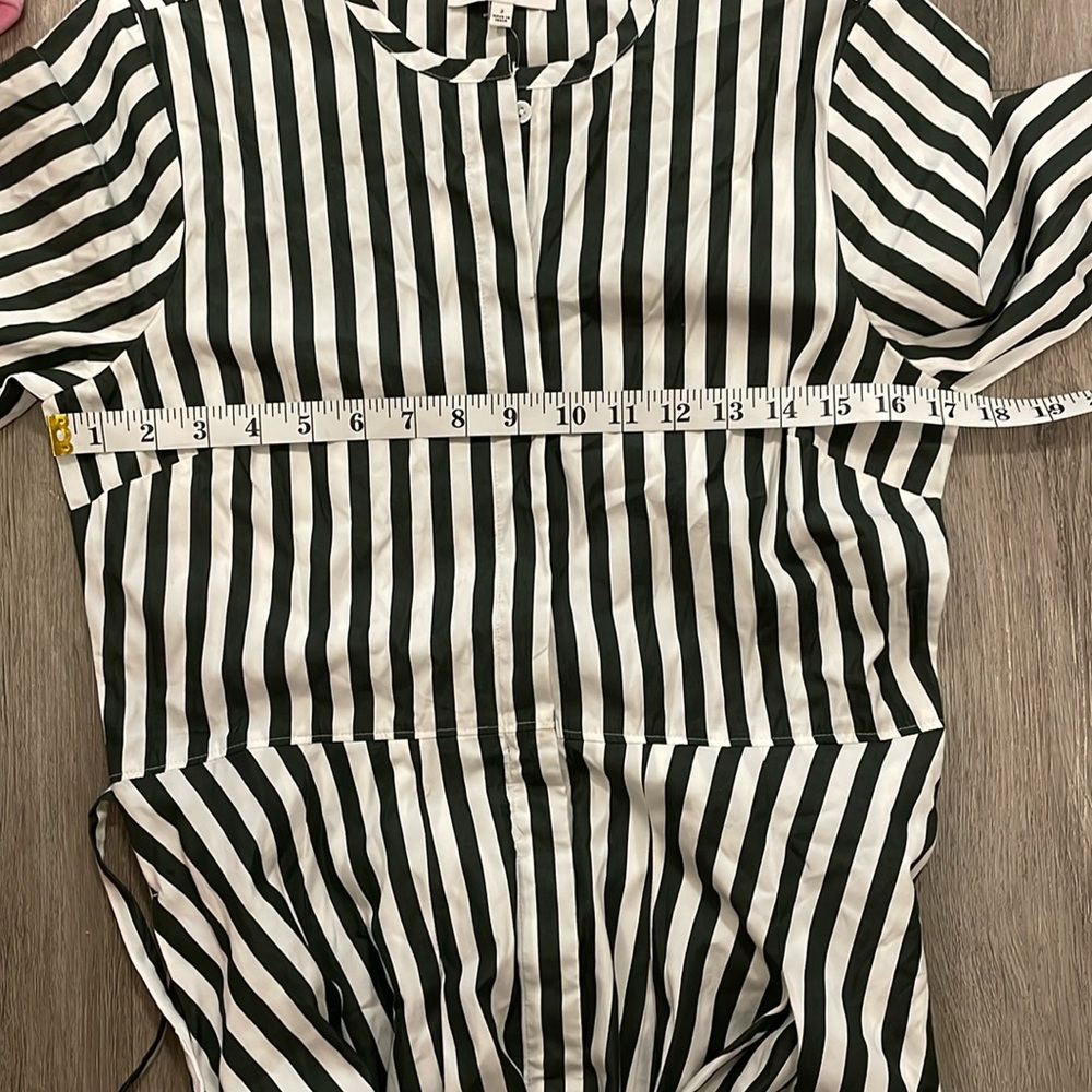 Madewell Tie-Waist Midi Shirtdress in Stripe Forest‎ Green White Size 2 - Picture 13 of 14